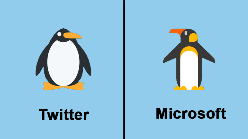 Icon chim cánh cụt trên Twitter và Microsoft